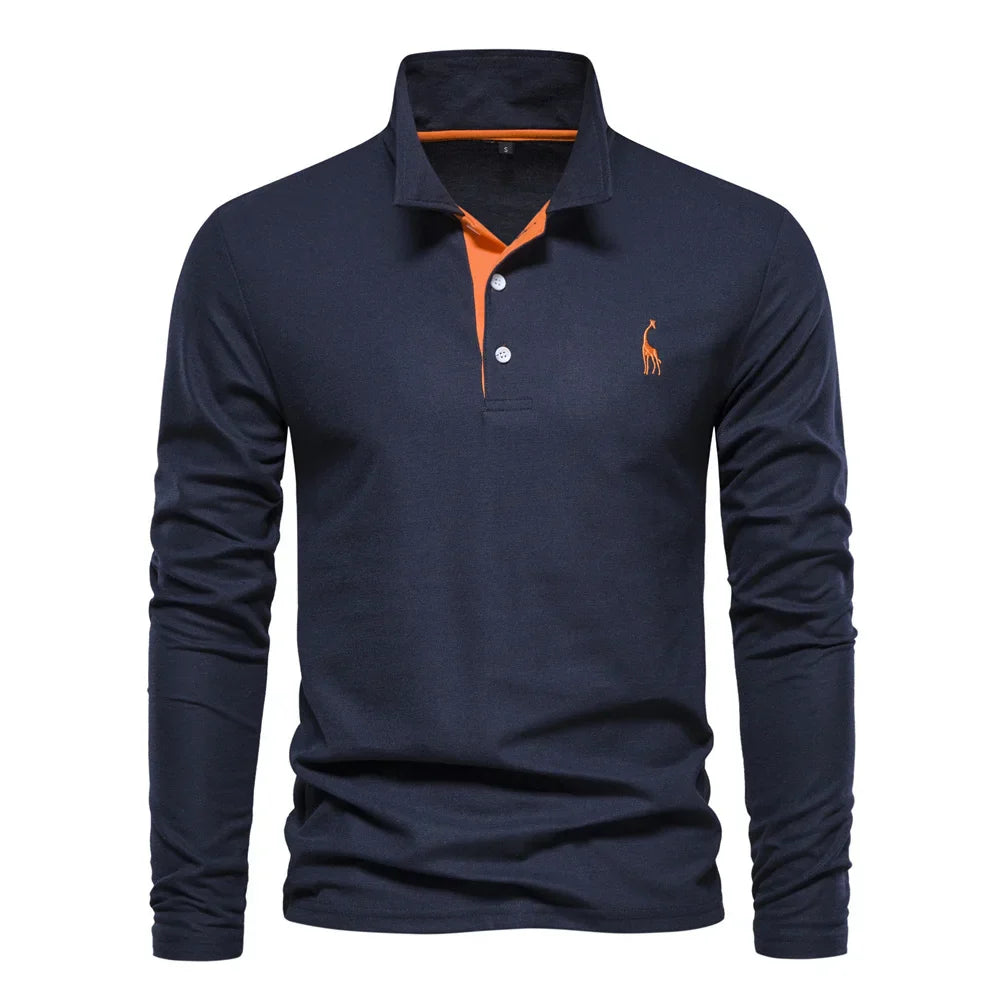 Pull polo pour homme en maille avec broderie discrète, coupe ajustée