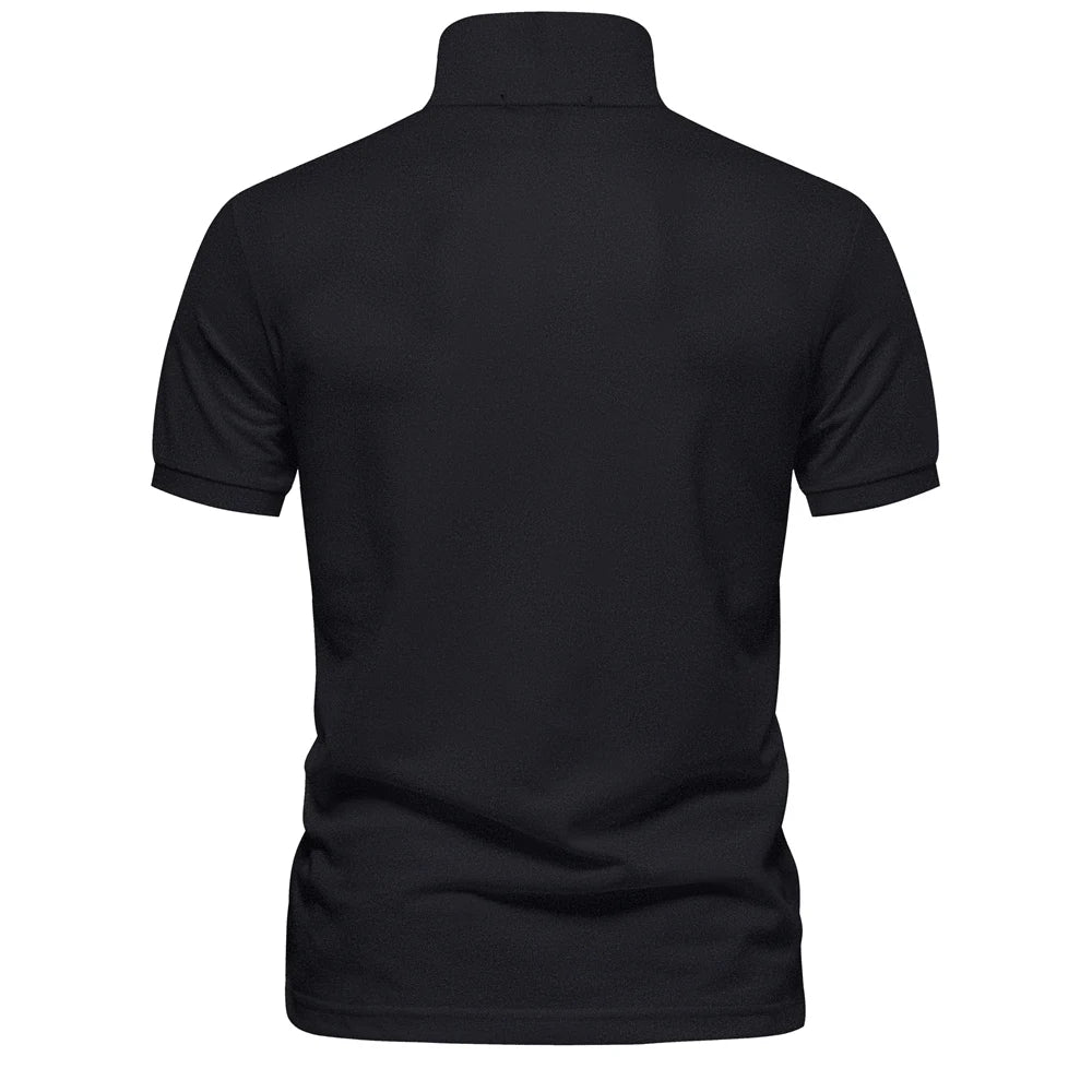 Polo d'été pour homme à manches courtes et col boutonné en coton
