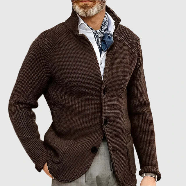 Cardigan en maille boutonné pour homme à coupe ajustée, style intemporel