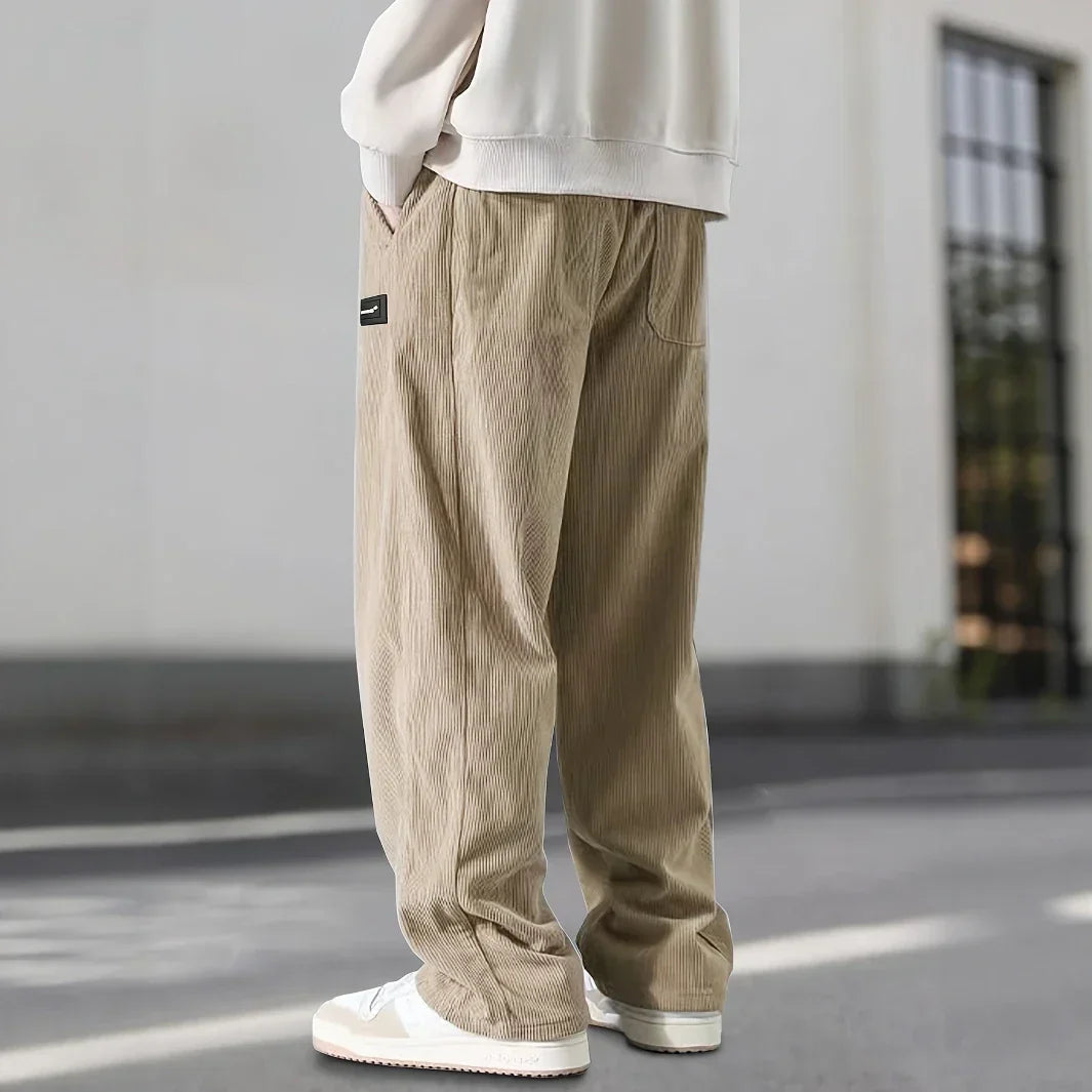 Pantalon en velours côtelé pour homme avec taille à cordon réglable