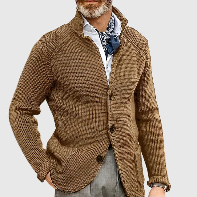 Cardigan en maille boutonné pour homme à coupe ajustée, style intemporel