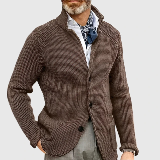 Cardigan en maille boutonné pour homme à coupe ajustée, style intemporel