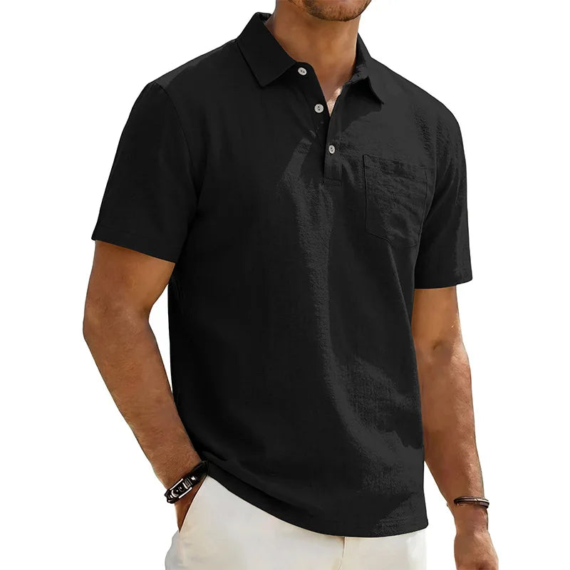 Polo pour homme à col classique avec poche poitrine et coupe décontractée