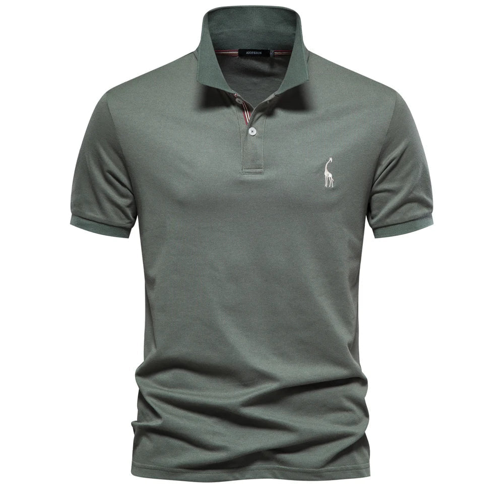 Polo d'été pour homme à manches courtes et col boutonné en coton