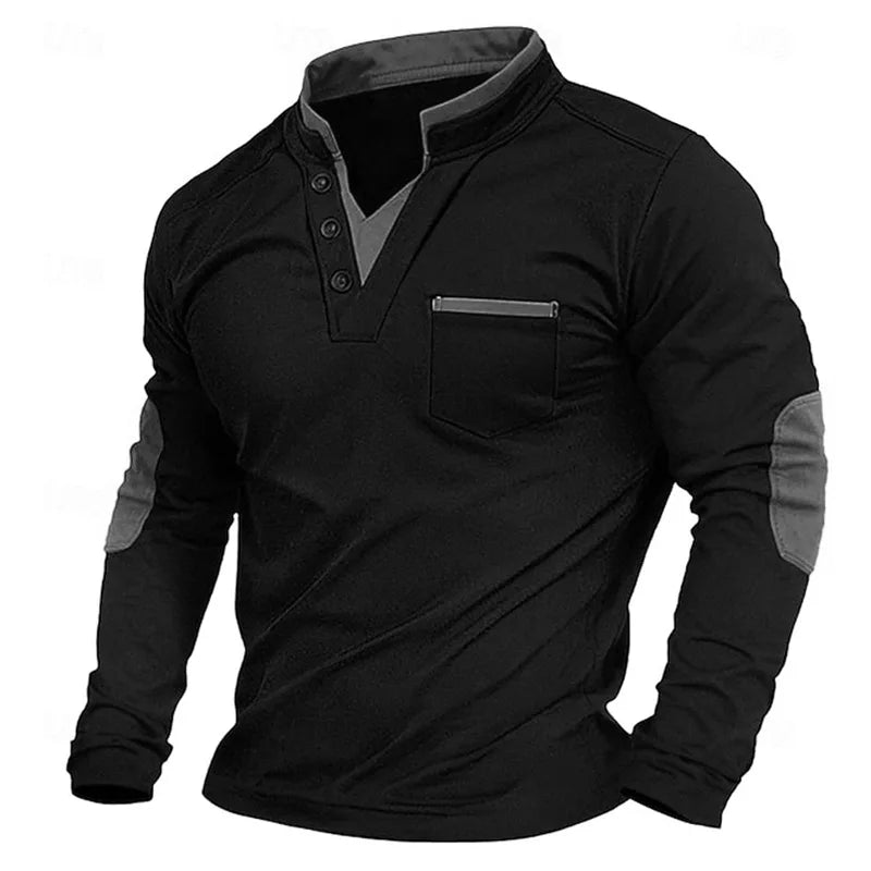 Pull col V en maille pour homme, coloris uni, style smart casual
