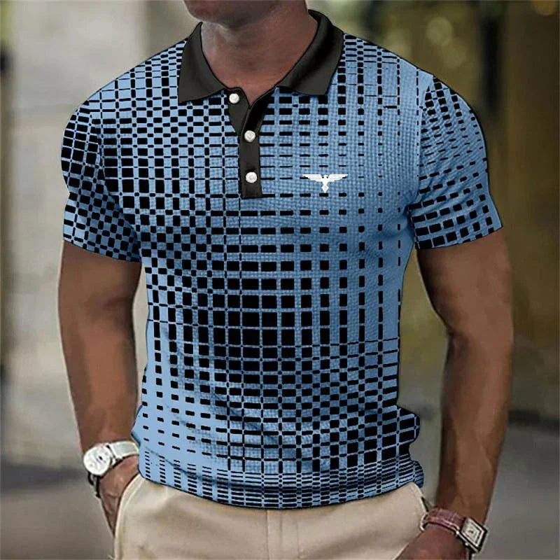 Polo casual pour homme à col classique boutonné et poignets côtelés