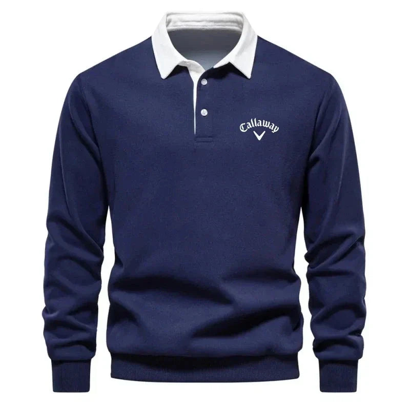 Polo homme en maille de coton avec col contrasté et poignets côtelés