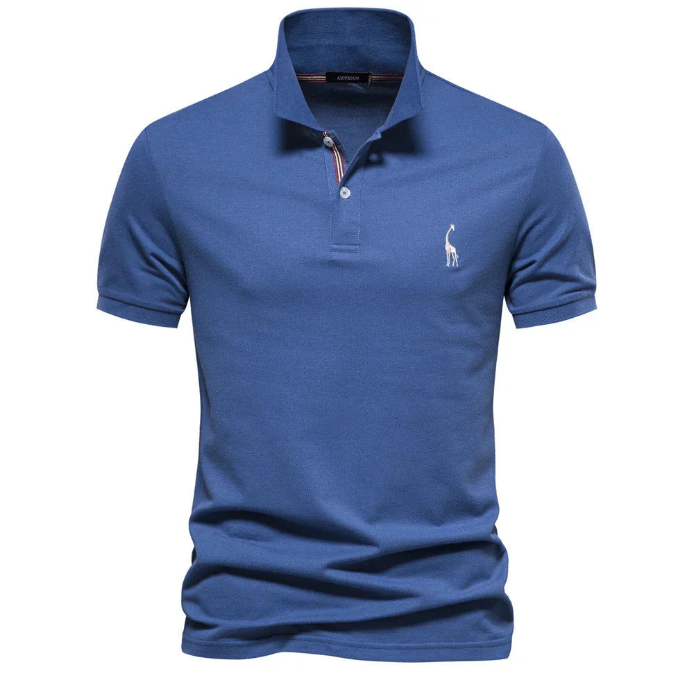 Polo d'été pour homme à manches courtes et col boutonné en coton