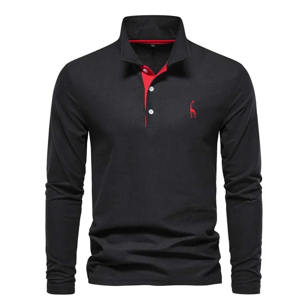 Pull polo pour homme en maille avec broderie discrète, coupe ajustée