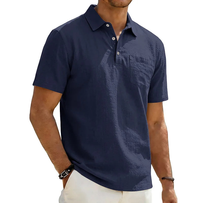 Polo pour homme à col classique avec poche poitrine et coupe décontractée