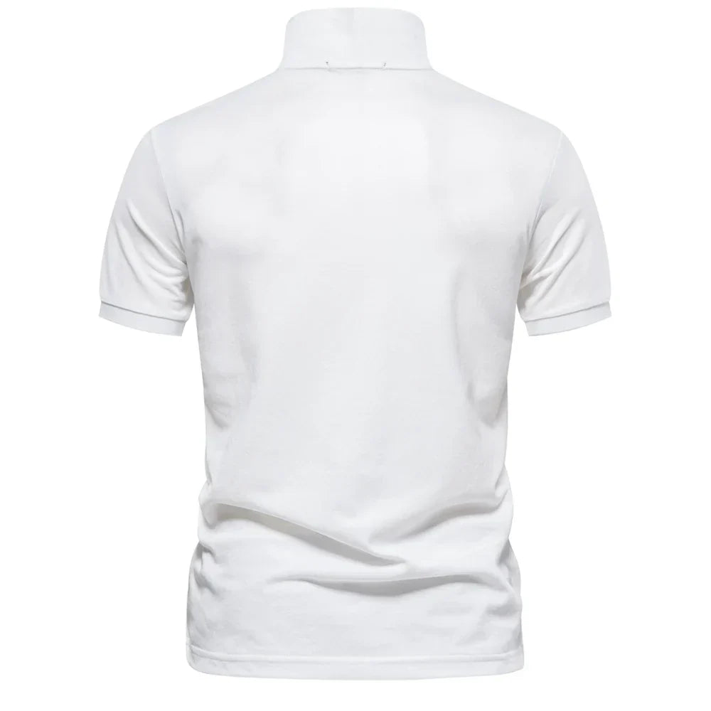 Polo d'été pour homme à manches courtes et col boutonné en coton