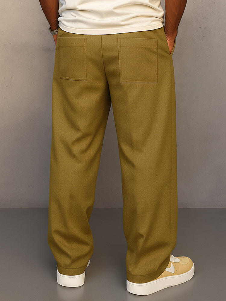 Pantalon à cordon pour homme à taille réglable, coupe ajustée et lignes épurées