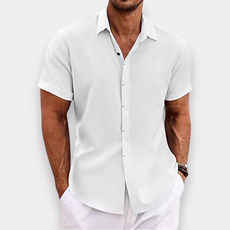 Chemise à manches courtes pour homme avec col ouvert et coupe détendue