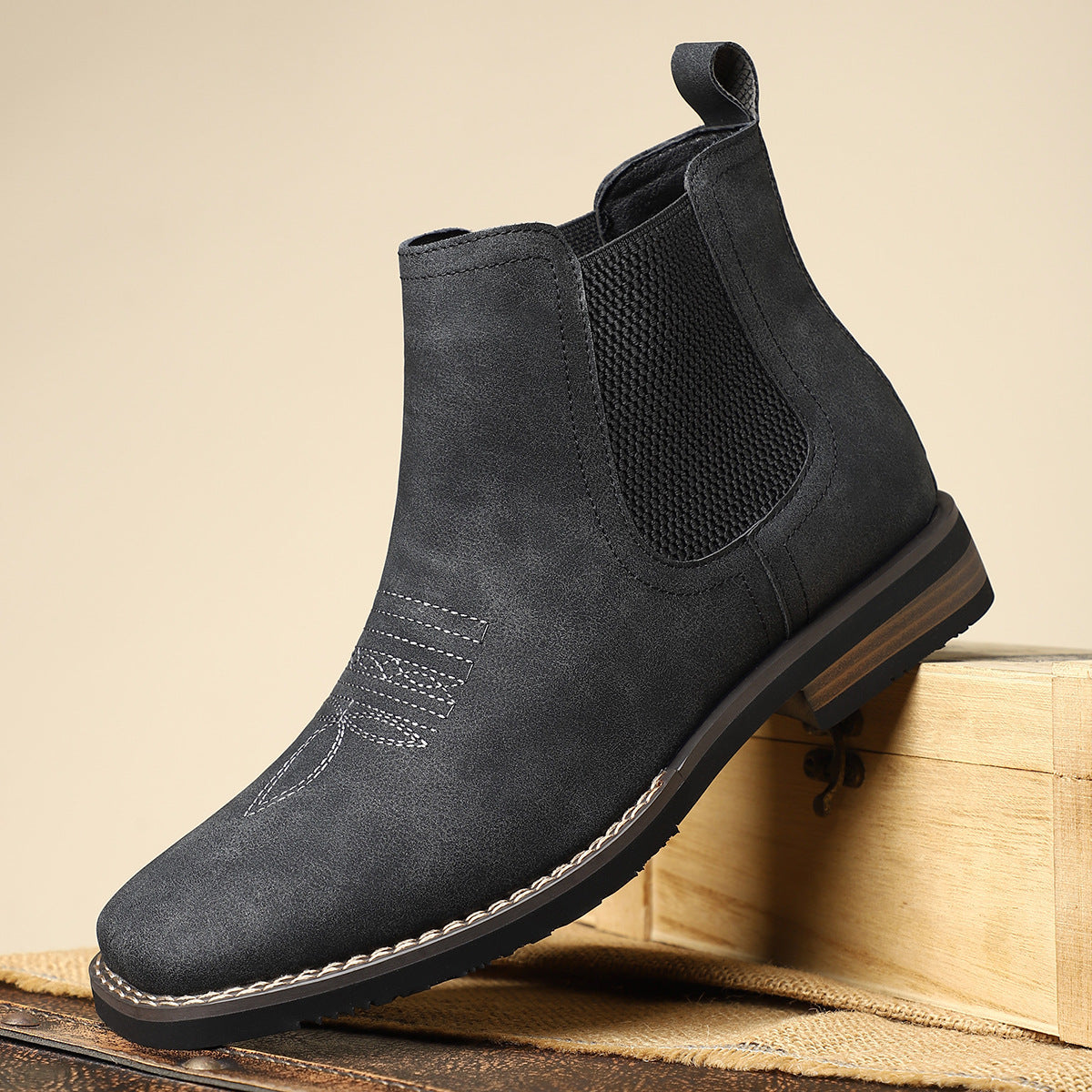 Bottes en cuir pour homme à inserts élastiques latéraux, style italien