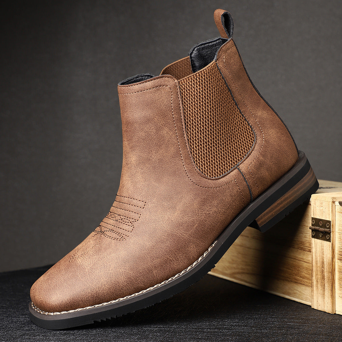 Bottes en cuir pour homme à inserts élastiques latéraux, style italien
