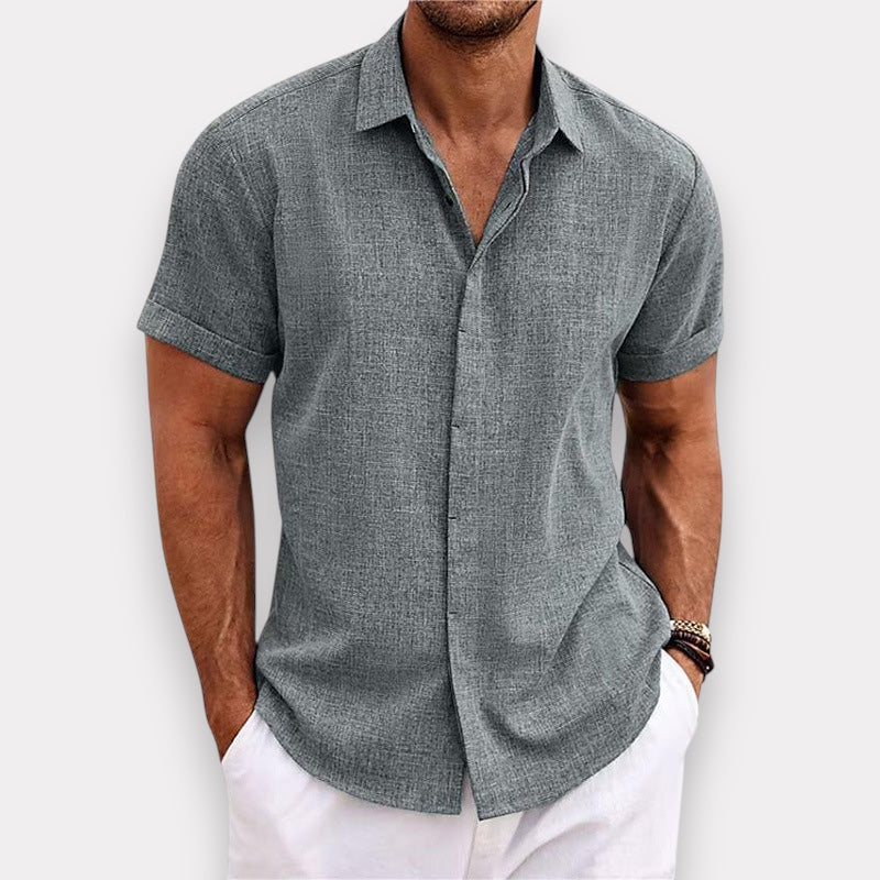 Chemise à manches courtes pour homme avec col ouvert et coupe détendue