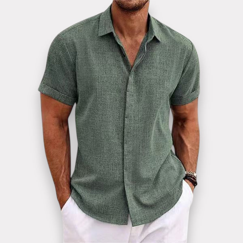 Chemise à manches courtes pour homme avec col ouvert et coupe détendue