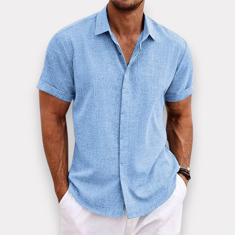 Chemise à manches courtes pour homme avec col ouvert et coupe détendue
