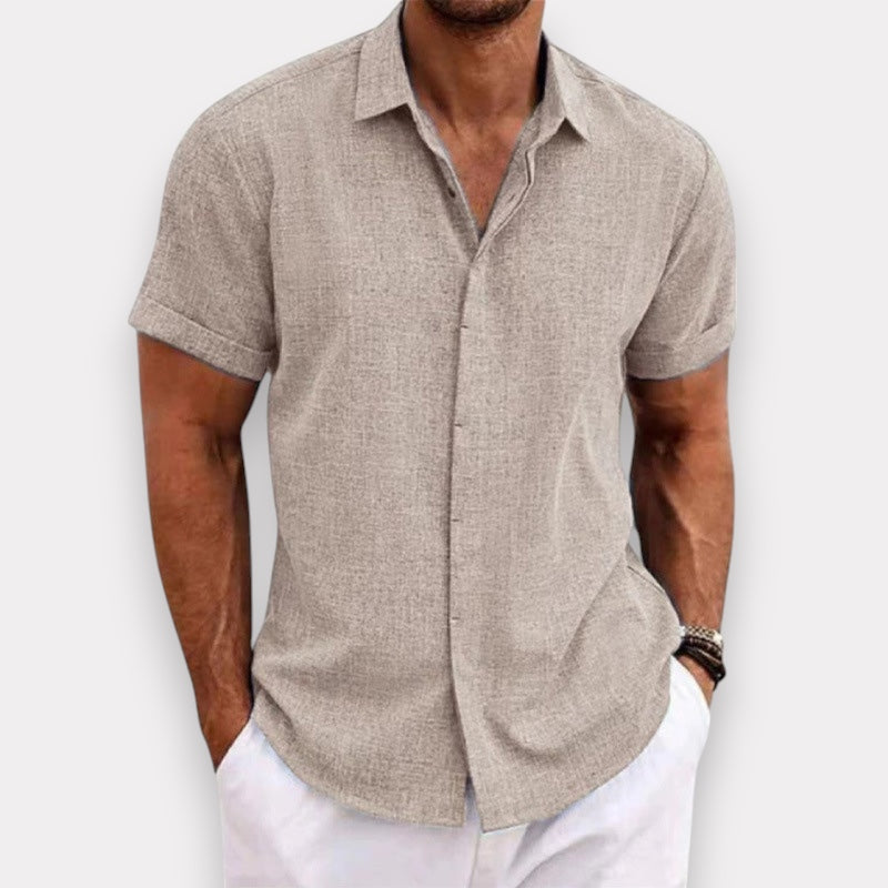 Chemise à manches courtes pour homme avec col ouvert et coupe détendue