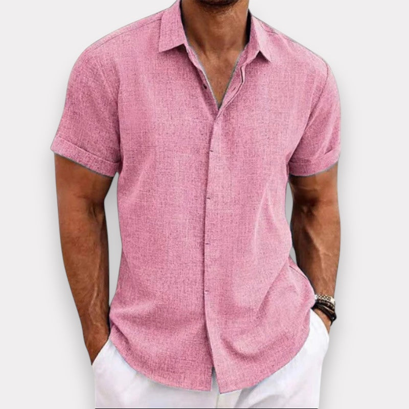 Chemise à manches courtes pour homme avec col ouvert et coupe détendue