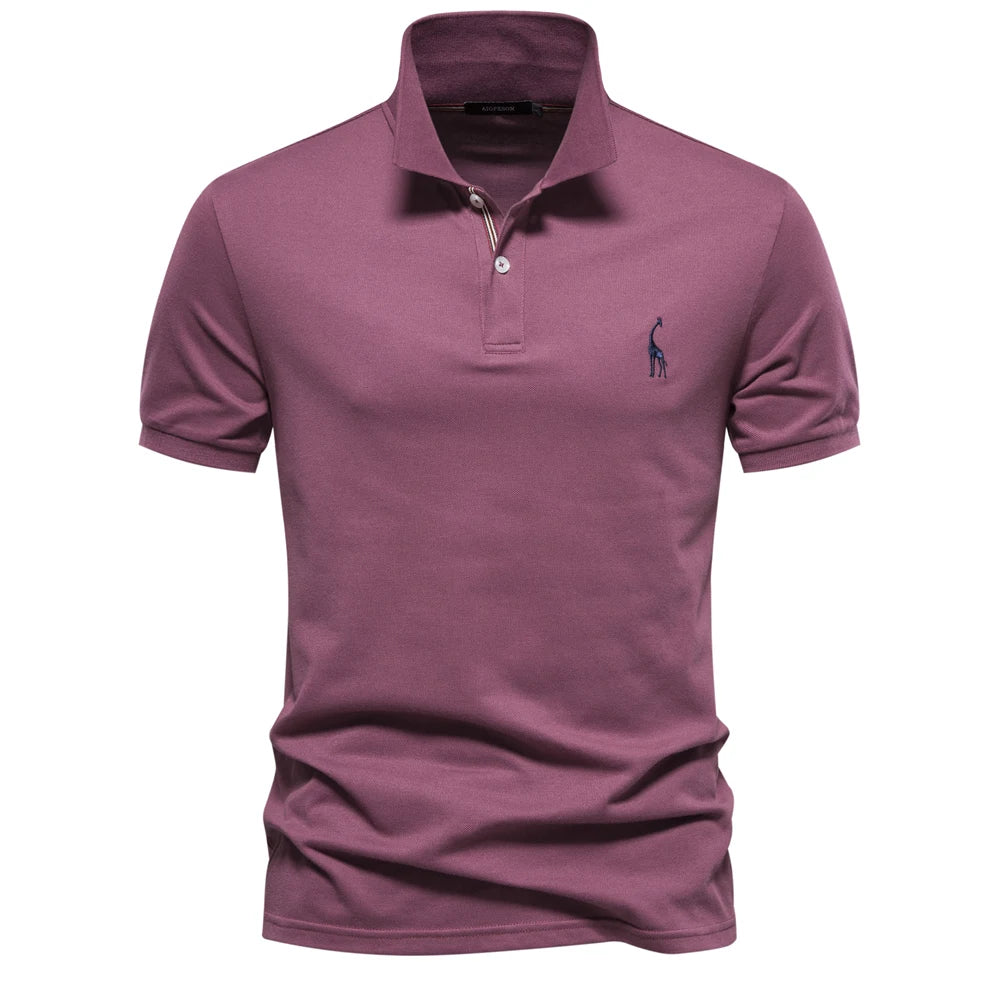Polo d'été pour homme à manches courtes et col boutonné en coton