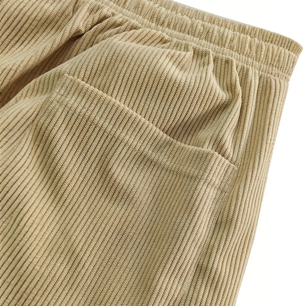 Pantalon en velours côtelé pour homme avec taille à cordon réglable