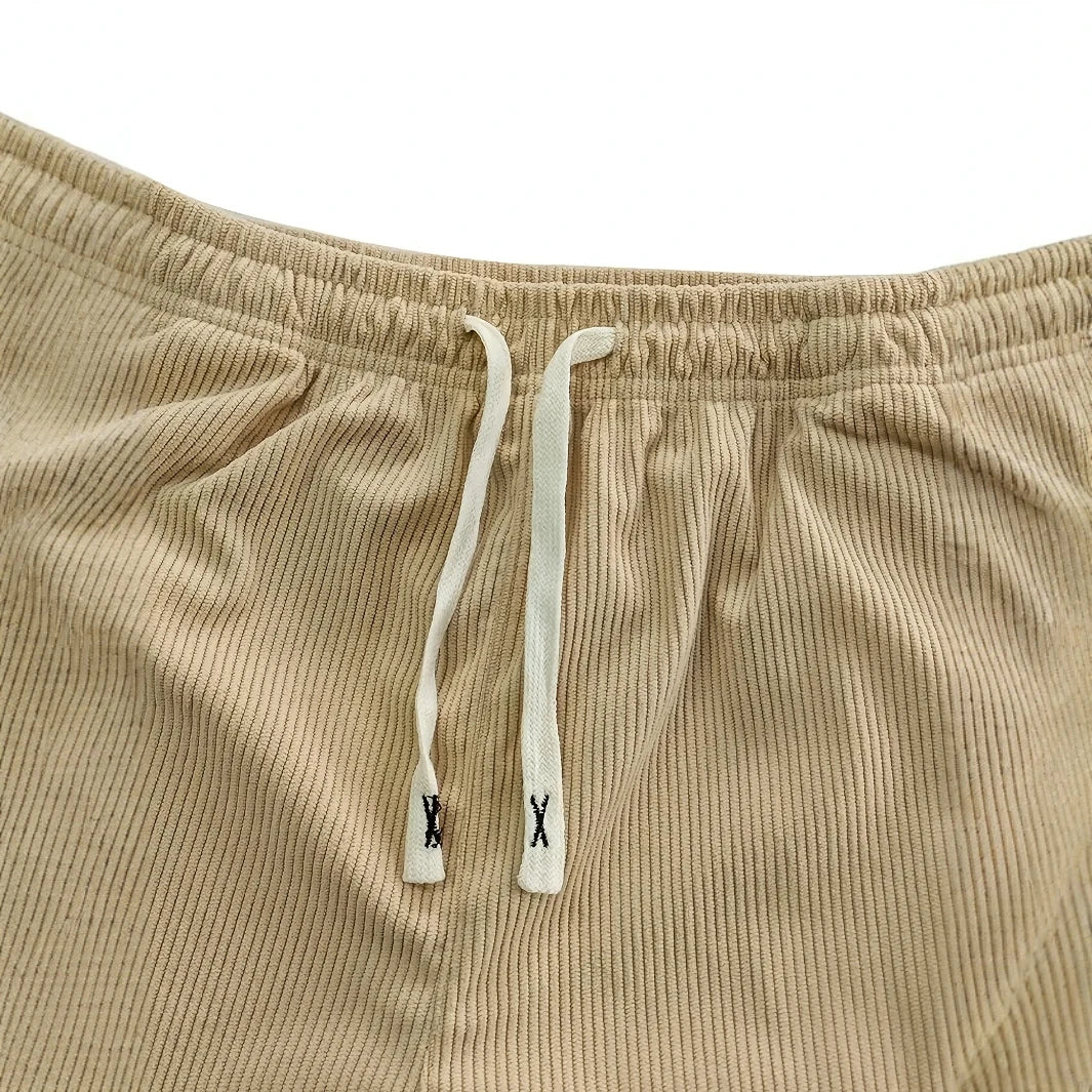 Pantalon en velours côtelé pour homme avec taille à cordon réglable