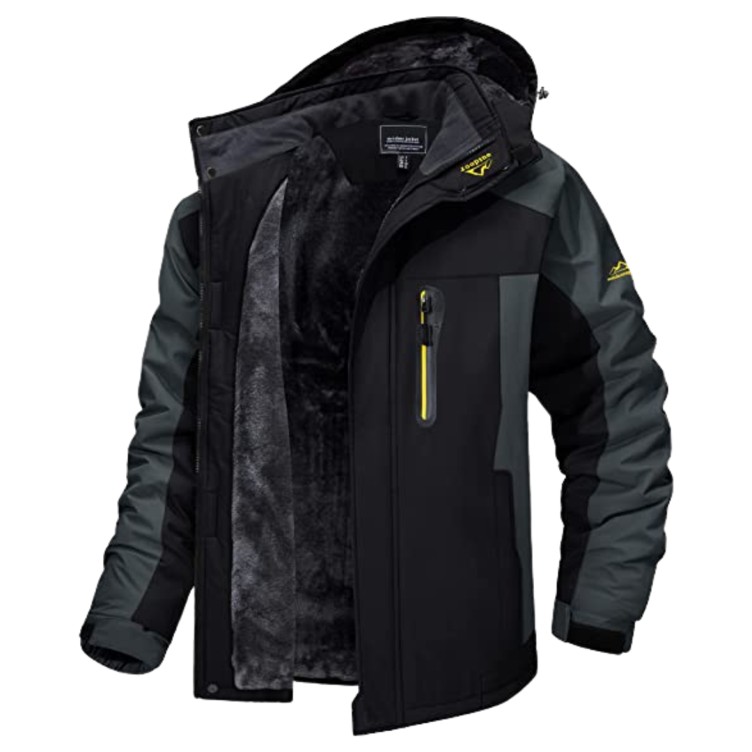 Veste imperméable doublée pour homme avec col montant et poches, coloris au choix