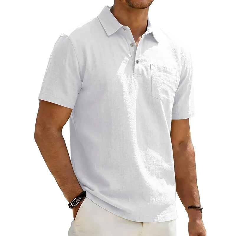 Polo pour homme à col classique avec poche poitrine et coupe décontractée