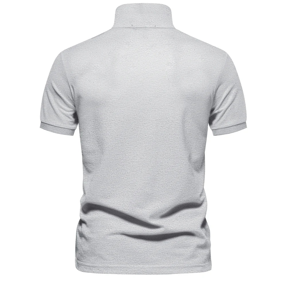 Polo d'été pour homme à manches courtes et col boutonné en coton