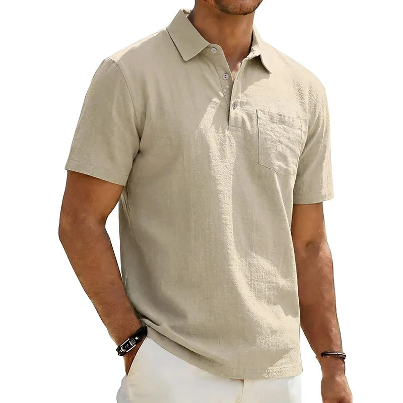 Polo pour homme à col classique avec poche poitrine et coupe décontractée