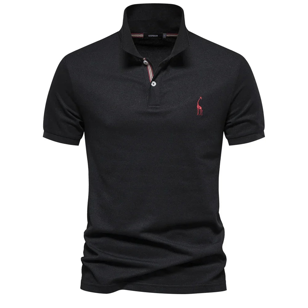 Polo d'été pour homme à manches courtes et col boutonné en coton