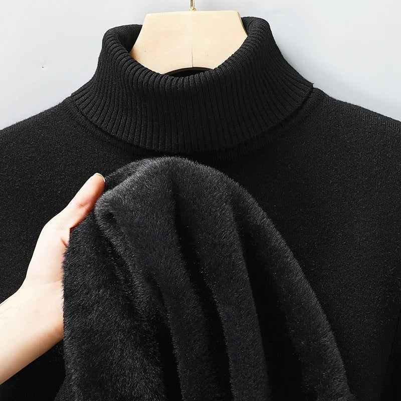 Pull col roulé côtelé pour homme à coupe ajustée, porté seul ou sous une veste