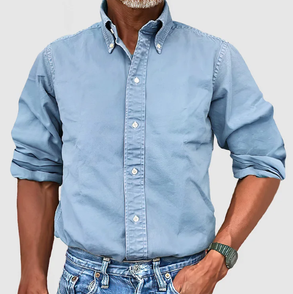 Chemise à manches longues anti-plis pour homme, coupe tailleur élégante