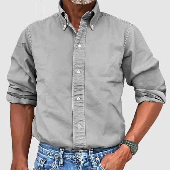 Chemise à manches longues anti-plis pour homme, coupe tailleur élégante