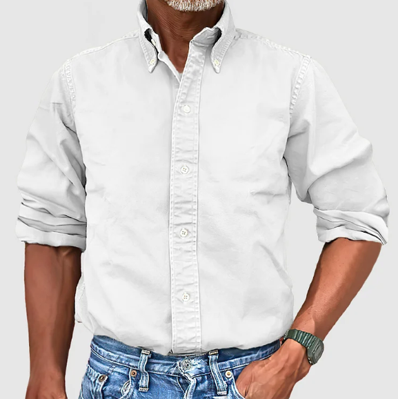 Chemise à manches longues anti-plis pour homme, coupe tailleur élégante
