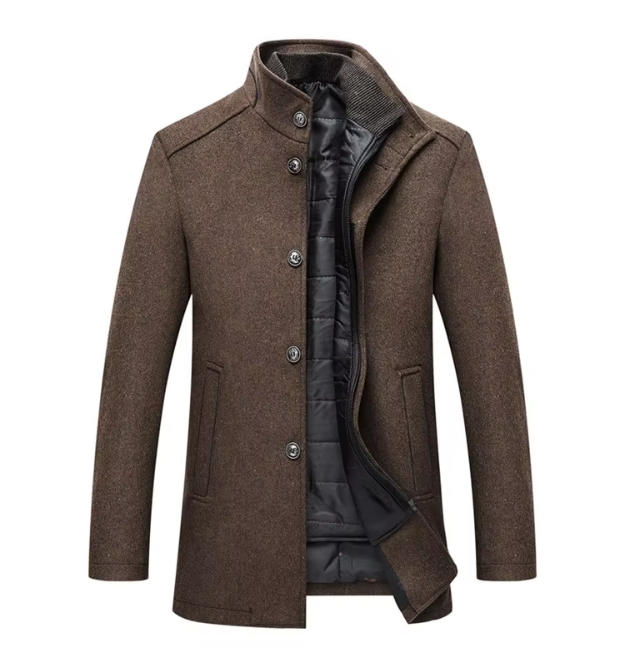 Veste d'hiver isolée pour homme à coupe ajustée, disponible en marron, gris et bleu