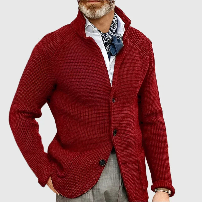 Cardigan en maille boutonné pour homme à coupe ajustée, style intemporel