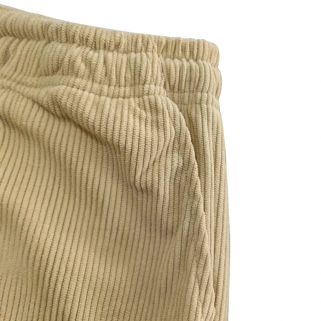 Pantalon en velours côtelé pour homme avec taille à cordon réglable
