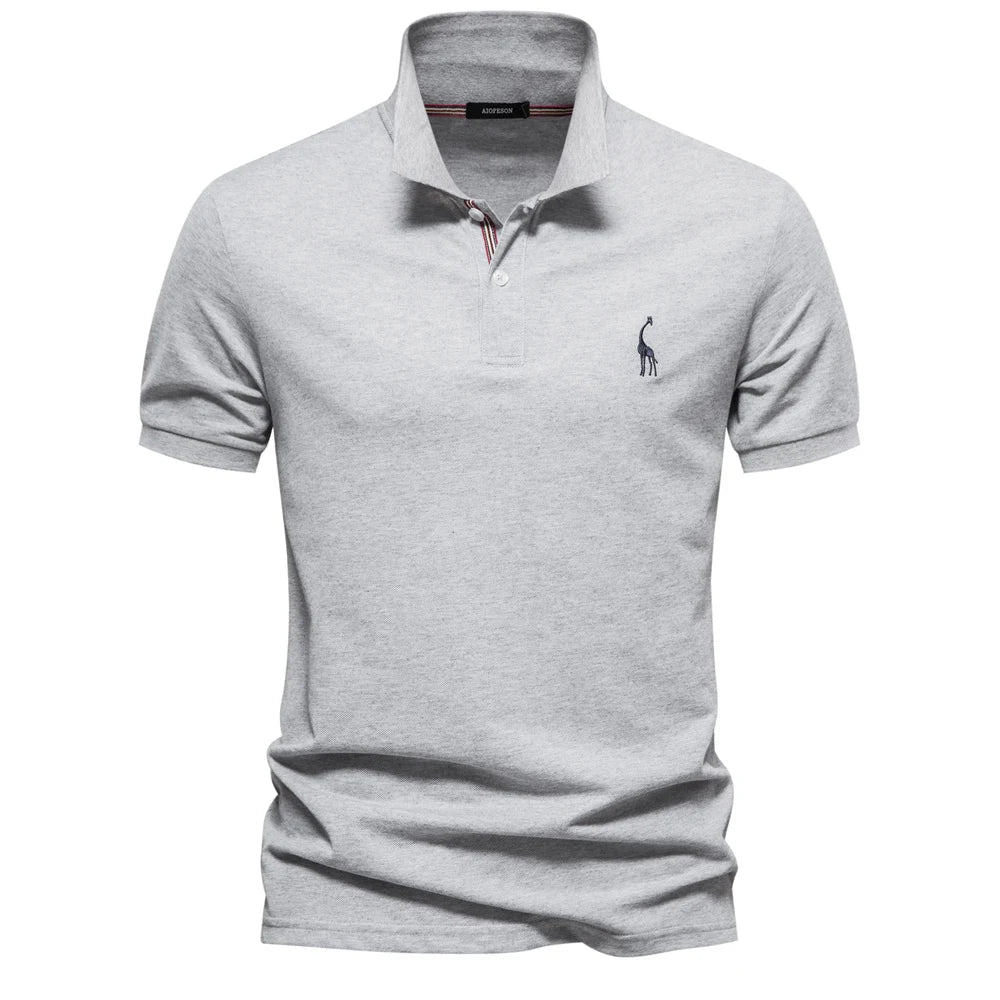 Polo d'été pour homme à manches courtes et col boutonné en coton