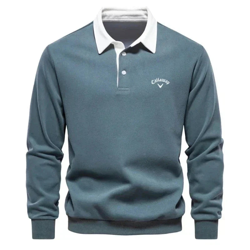 Polo homme en maille de coton avec col contrasté et poignets côtelés