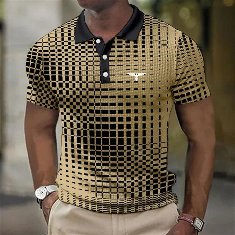 Polo casual pour homme à col classique boutonné et poignets côtelés