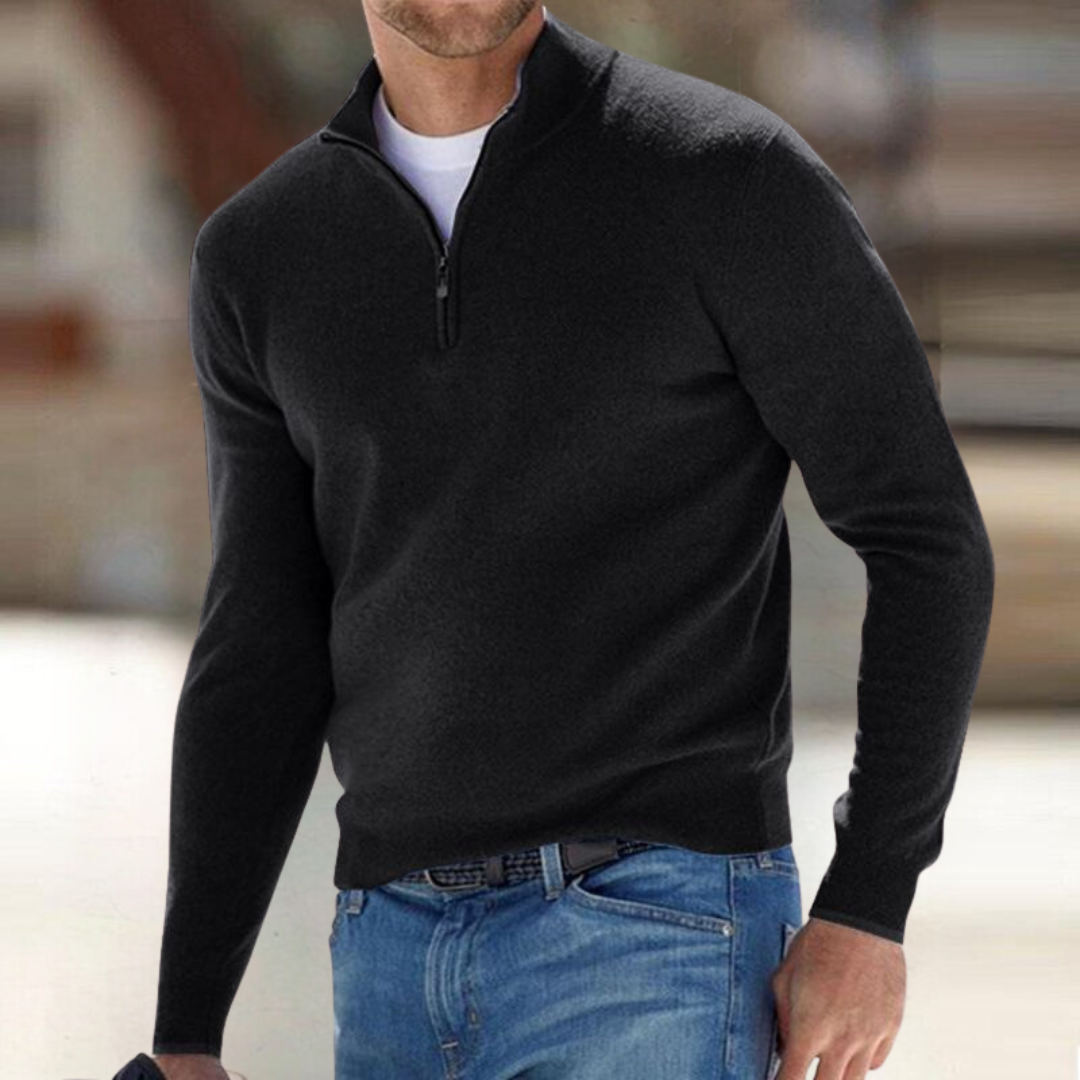 Pull zippé pour homme à coupe détendue et texture raffinée