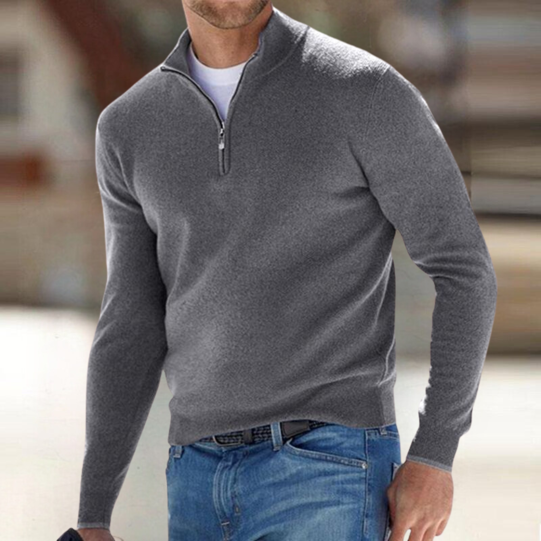 Pull zippé pour homme à coupe détendue et texture raffinée