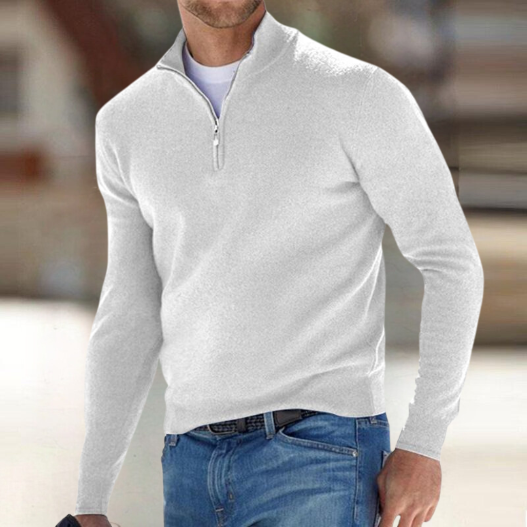 Pull zippé pour homme à coupe détendue et texture raffinée