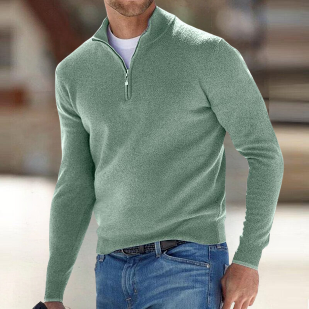 Pull zippé pour homme à coupe détendue et texture raffinée