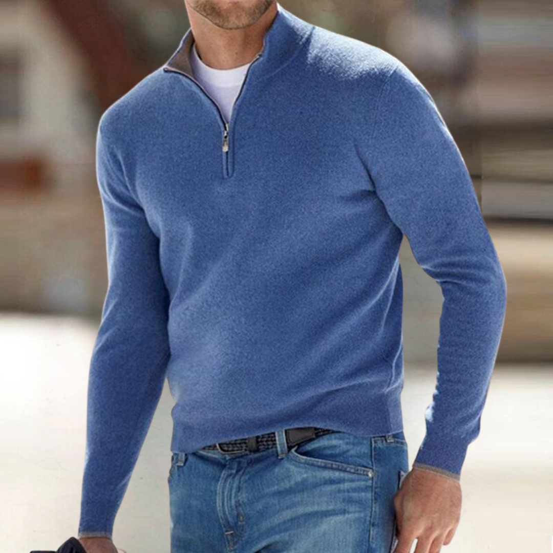 Pull zippé pour homme à coupe détendue et texture raffinée