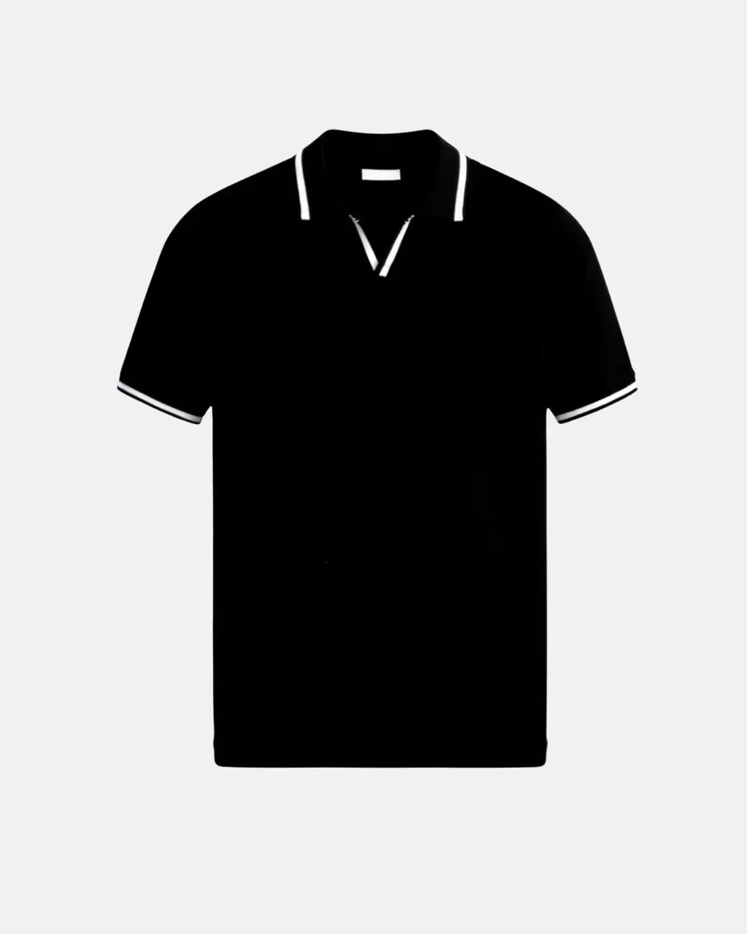 Polo en piqué de coton pour homme avec col côtelé et détails de piping contrastant