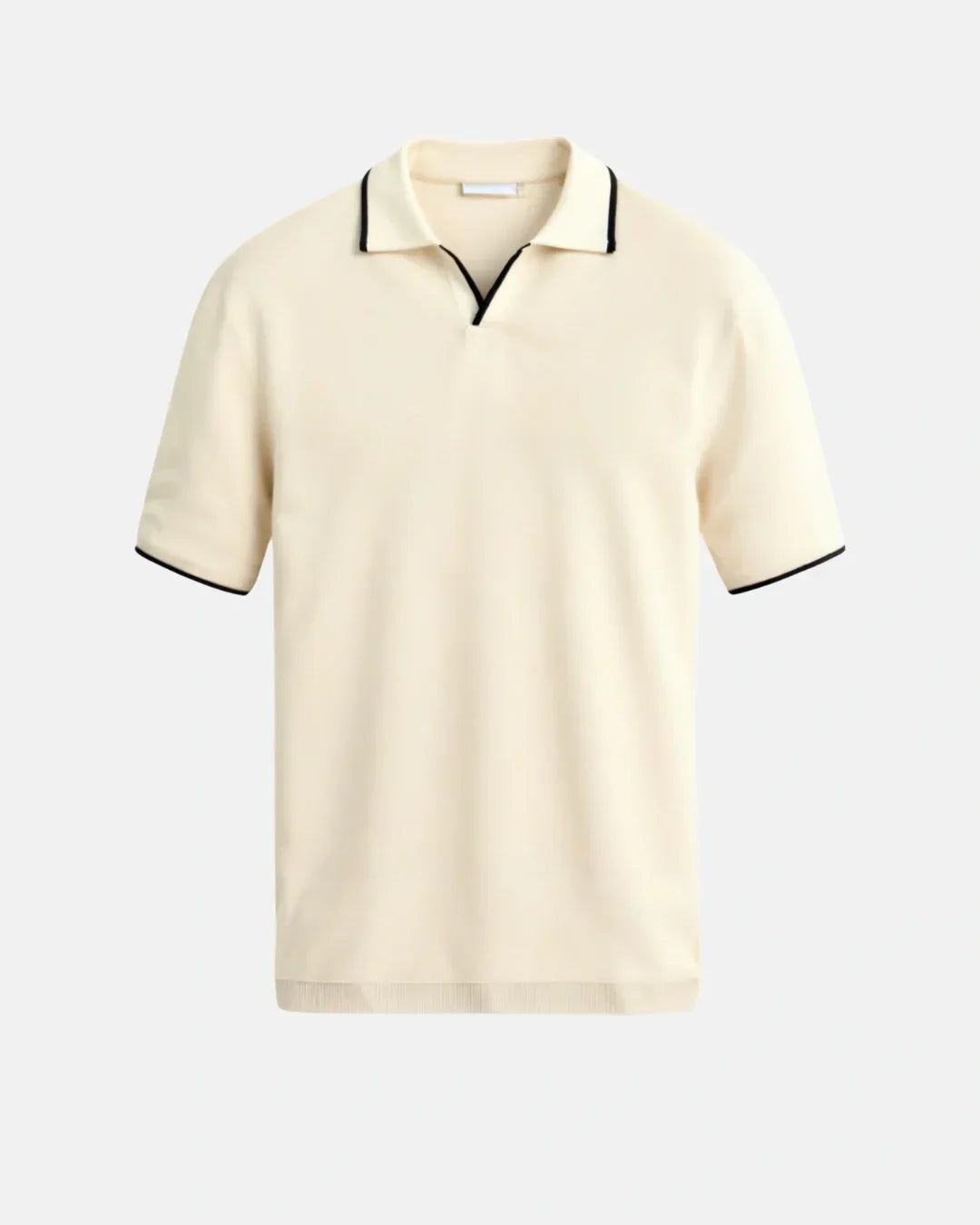 Polo en piqué de coton pour homme avec col côtelé et détails de piping contrastant