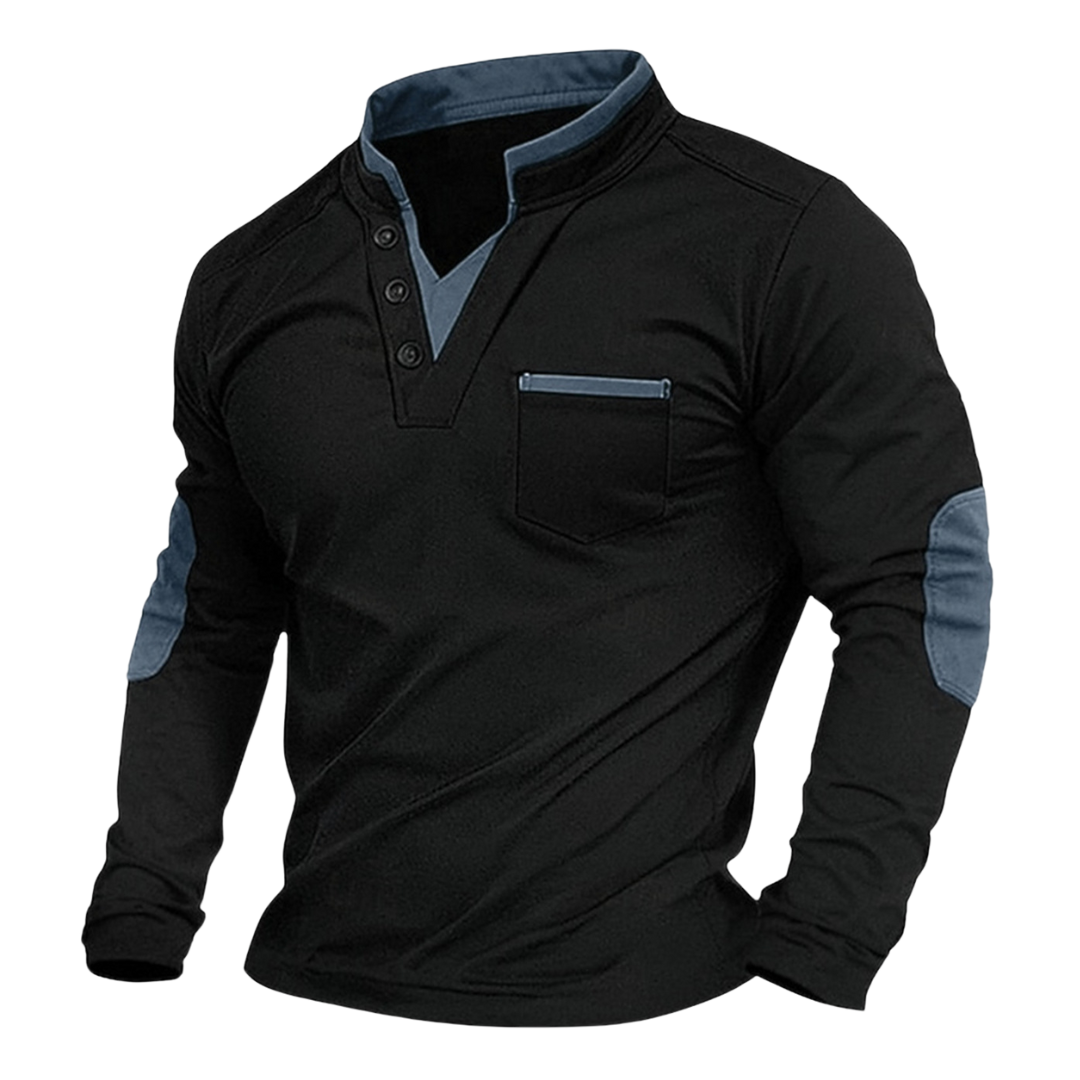Pull col V en maille pour homme, coloris uni, style smart casual